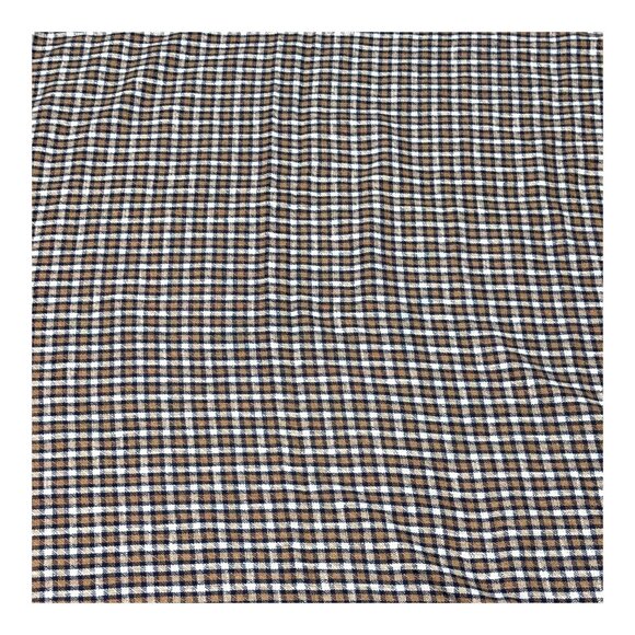 Vintage Checkered Fringe Tablecloth 58X 65 Brown White Cotton Blend Thick Fabric - Picture 1 of 4